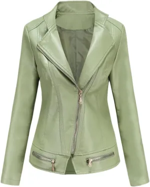 Jegsnoe Women Leather Jackets Spring Autumn Casual Coat Fashion Moto Biker Zipper Jackets