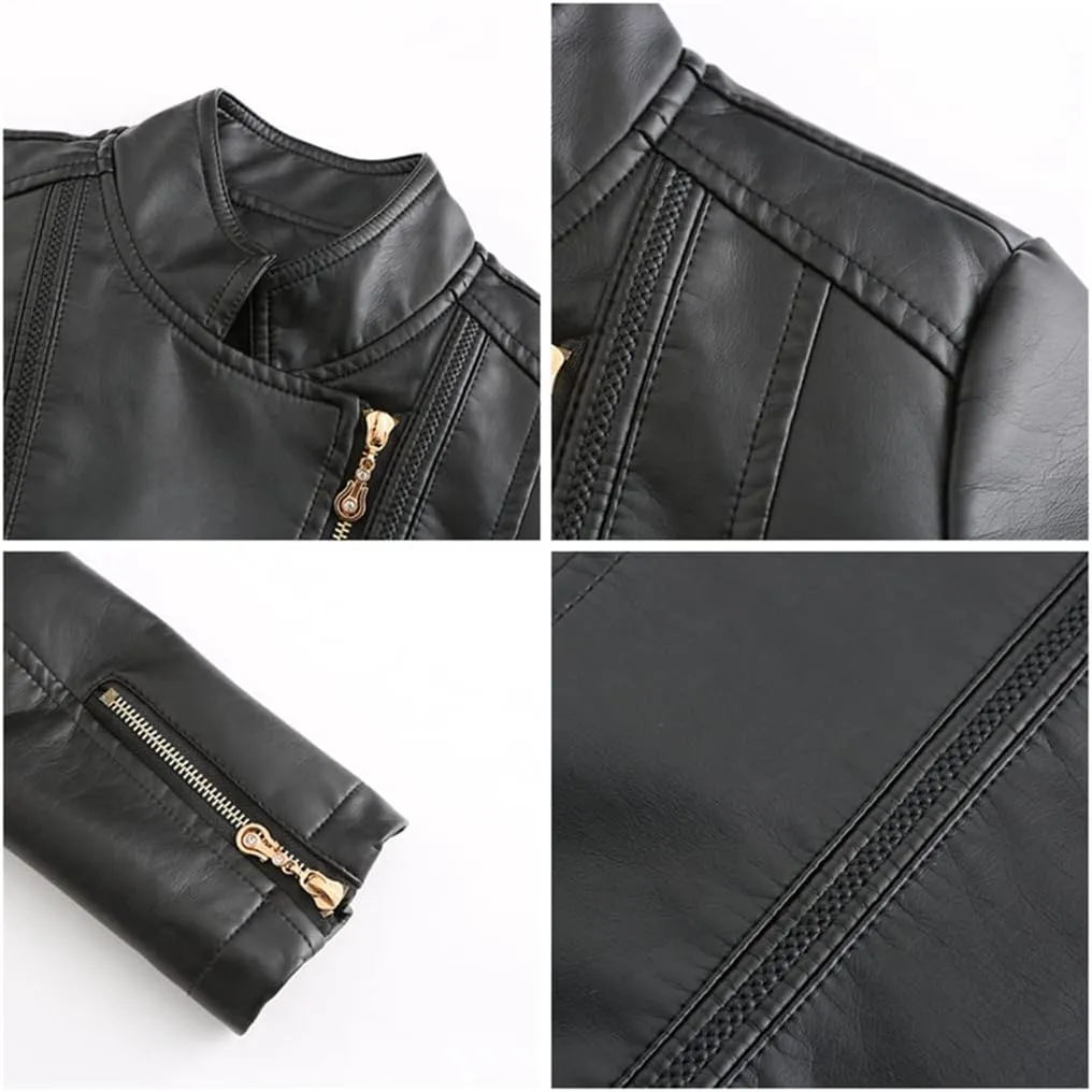 Jegsnoe Women Leather Jackets Spring Autumn Casual Coat Fashion Moto Biker Zipper Jackets
