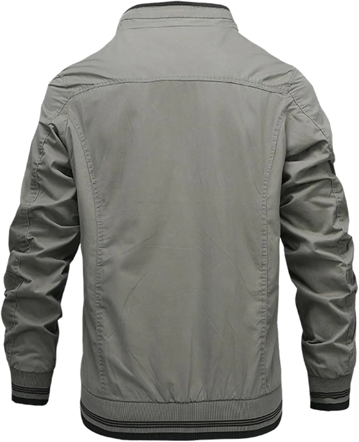 JEsilunmaMY Men's Wash Cotton Cargo Casual Jackets Zip Front Stand Collar Military Jackets Winter Bomber Jackets Windbreaker