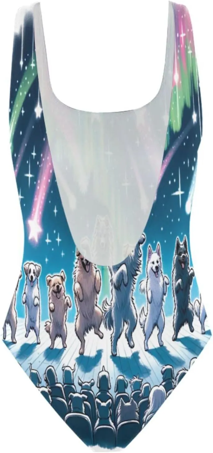 Joisal Wolf Dragon White One Piece Bathing Suits Low Back Bathing Suits Women One Piece