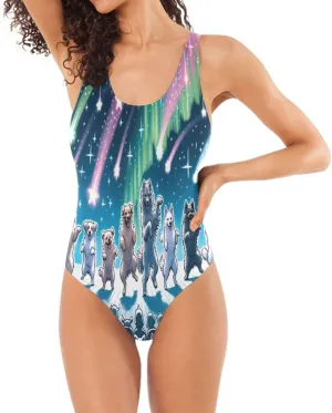 Joisal Wolf Dragon White One Piece Bathing Suits Low Back Bathing Suits Women One Piece