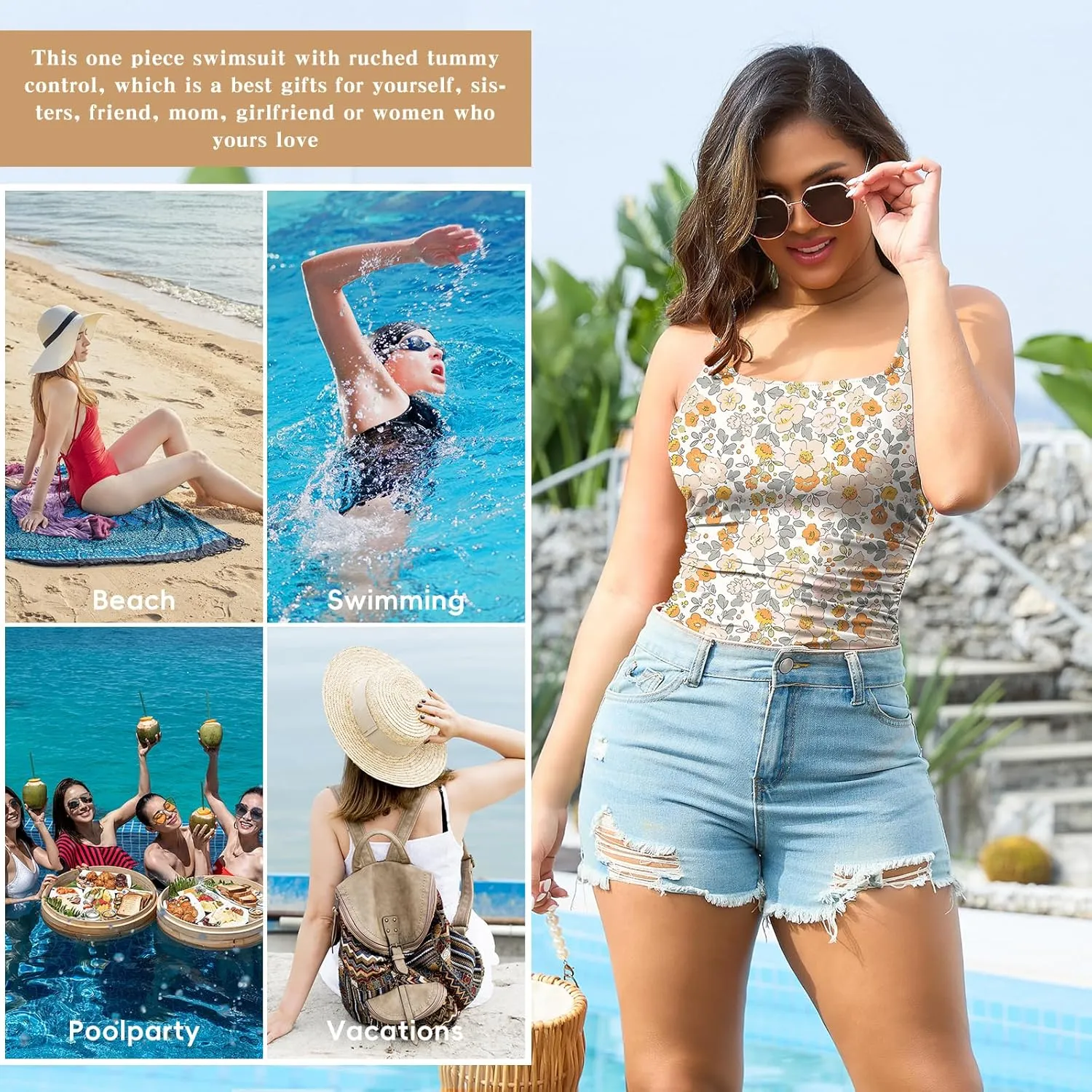JOYSHAPER One Piece Swimsuits for Women Ruched Tummy Control Bathing Suits Coverage Monokinis Cover Ups Swimwear Suits