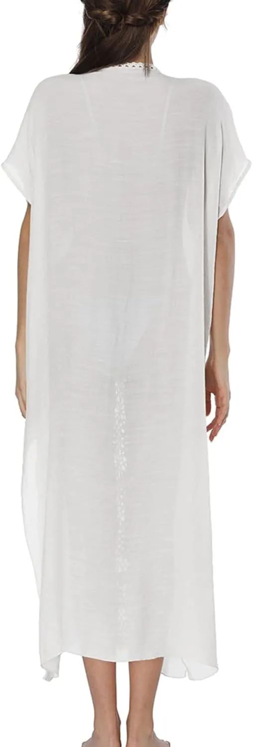 Kaftan Dresses for Women Plus Size Lightweight Swimsuit Cover up Batwing Sleeve Print Loungewear Beach Robe