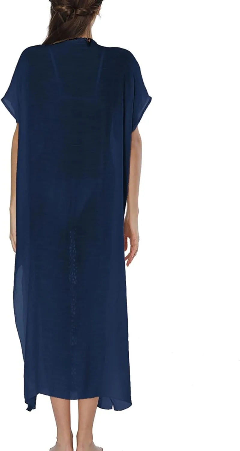 Kaftan Dresses for Women Plus Size Lightweight Swimsuit Cover up Batwing Sleeve Print Loungewear Beach Robe