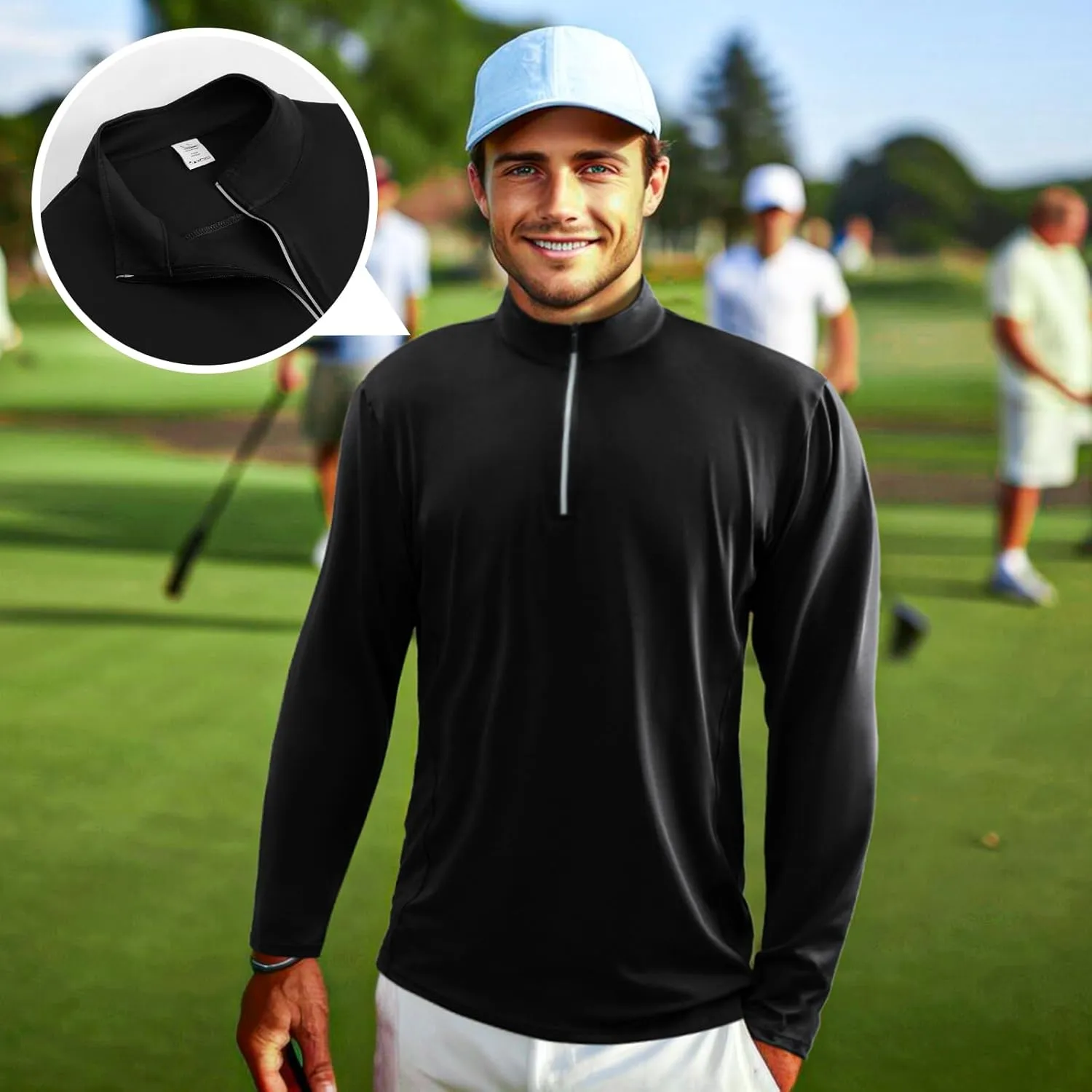 KAKU NANU Mens Quarter Zip Pullover Athletic Long Sleeve Sweatshirt Mock Neck Quick Dry Sun Shirt for Workout