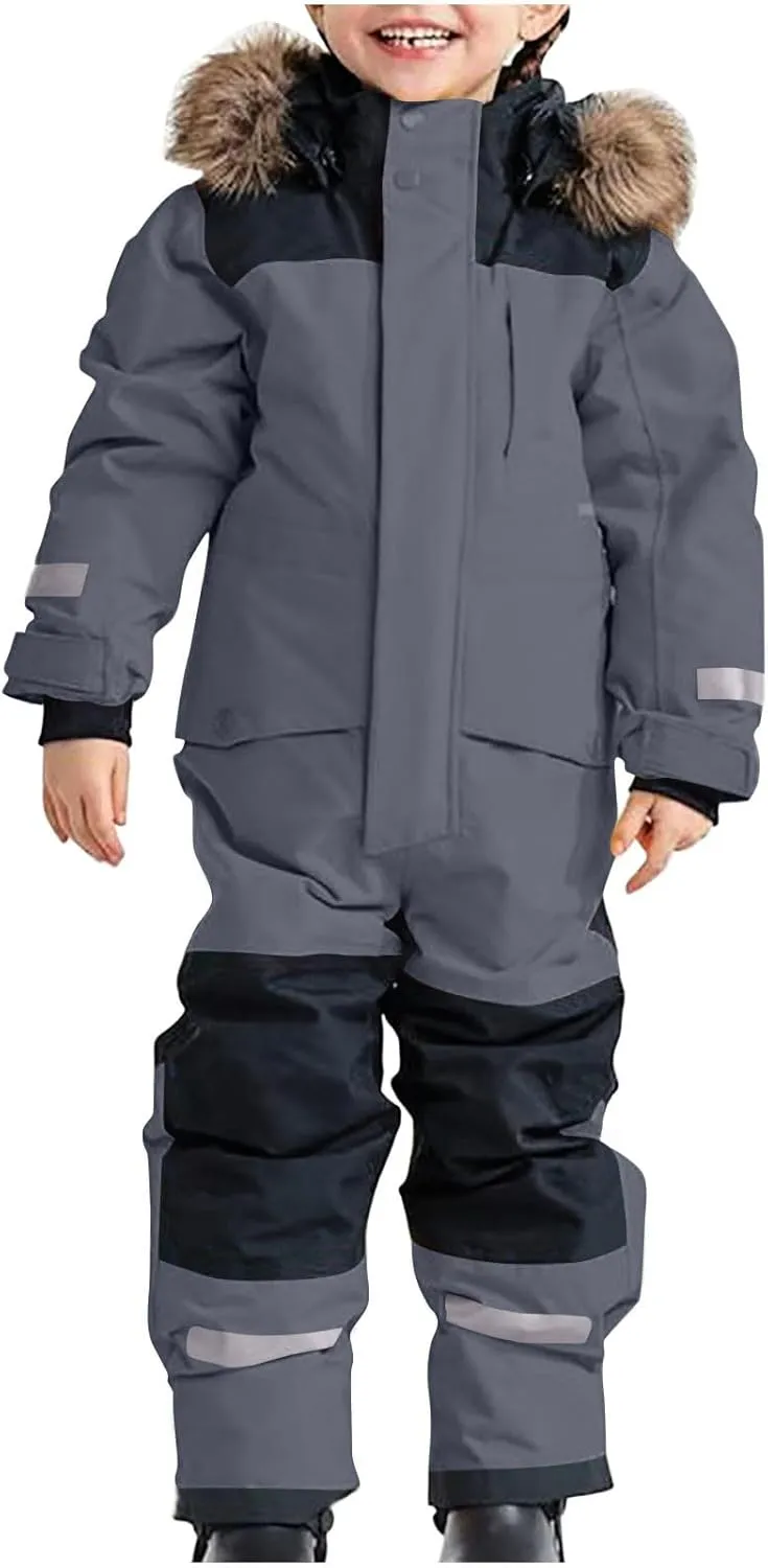 Kids Girls Boys Snow Suits One Piece Snowsuits Winter Warm Outdoor Ski Suits Waterproof Windproof Snowboard Jumpsuits