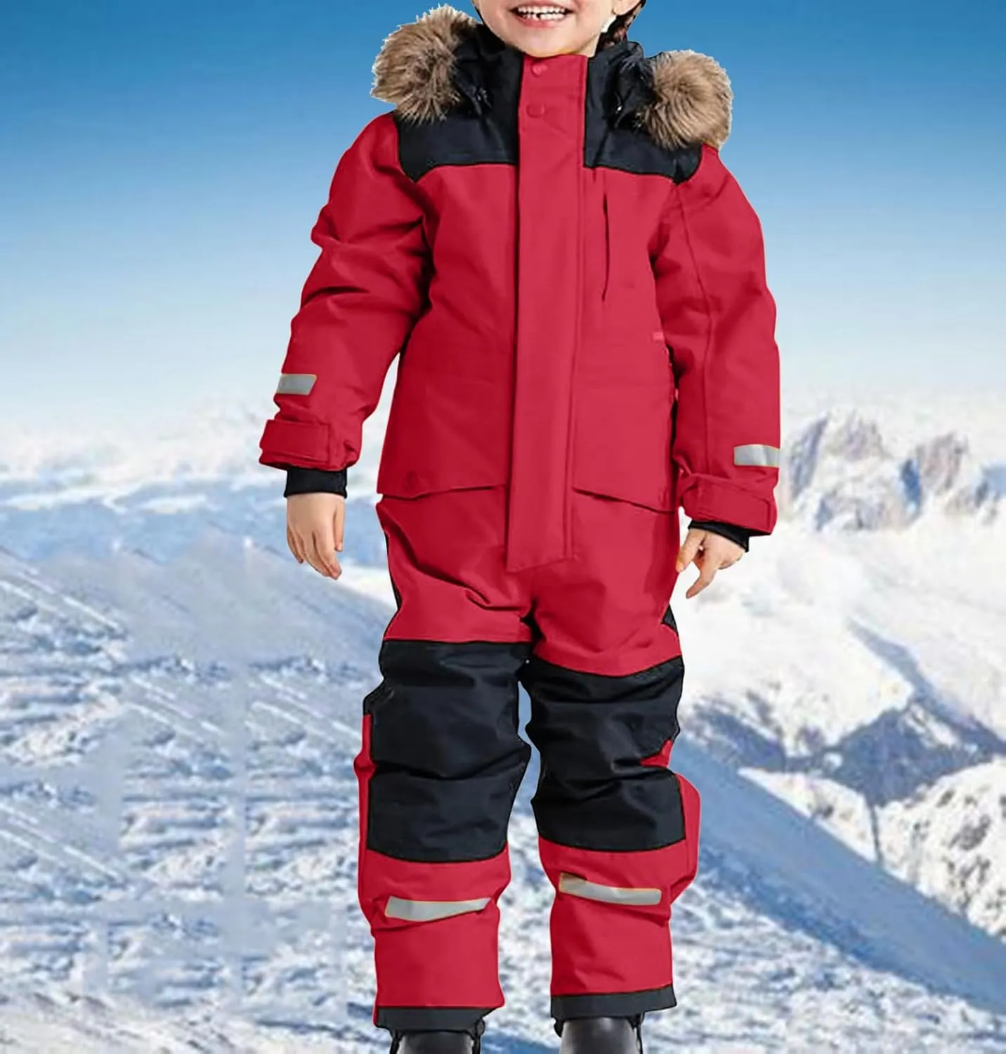 Kids Snow Suits Boys Girls One Piece Snowsuit Waterproof Windproof Outdoor Snowboarding Jumpsuits Overalls Ski Suits