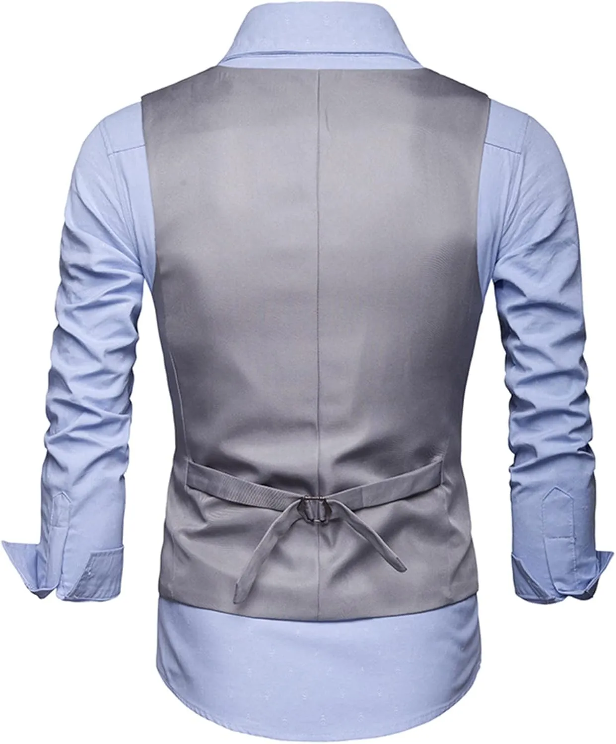 LCMTWX Men's Summer Black Solid V-Neck XL Polyester Button Closure Classic Fit Hip Length Vest with Slit Pocket
