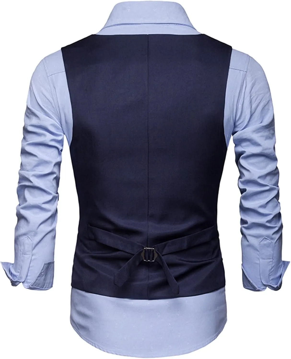 LCMTWX Men's Summer Black Solid V-Neck XL Polyester Button Closure Classic Fit Hip Length Vest with Slit Pocket