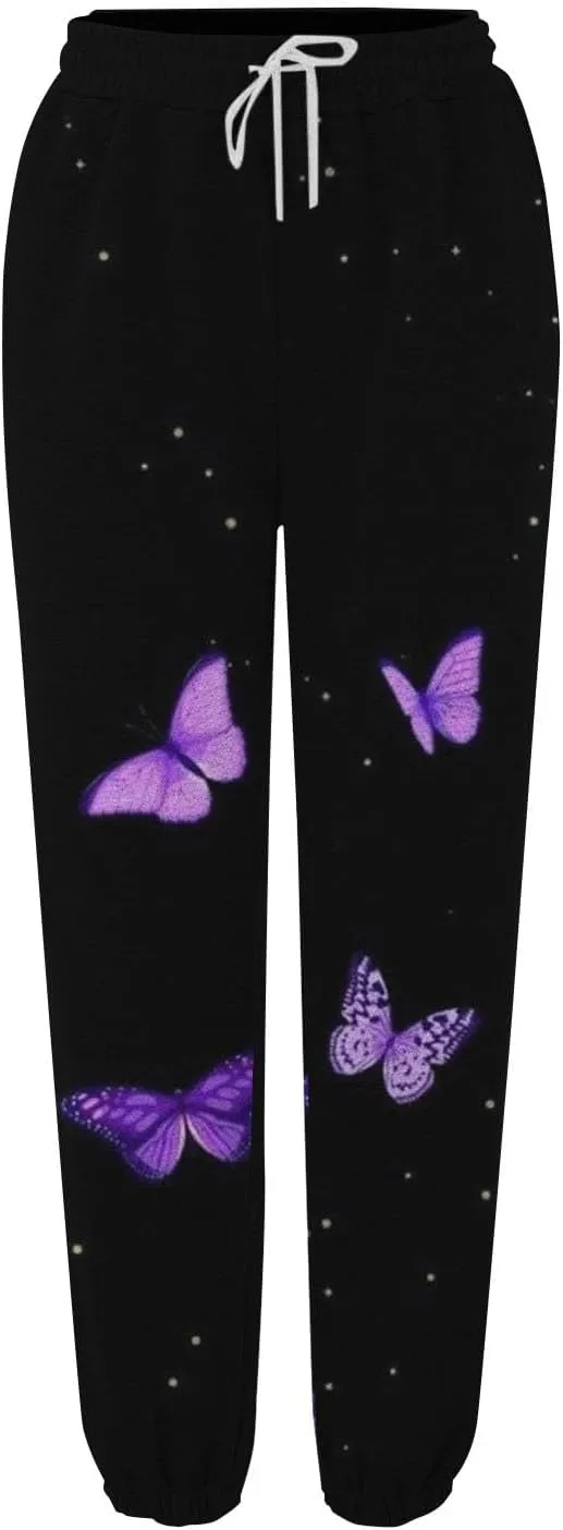 LCMTWX Wide Leg Sweatpants Women 2024 Pants Workout High Waisted Yoga Pants with Pockets Pocket Jogger Junior Joggers Black