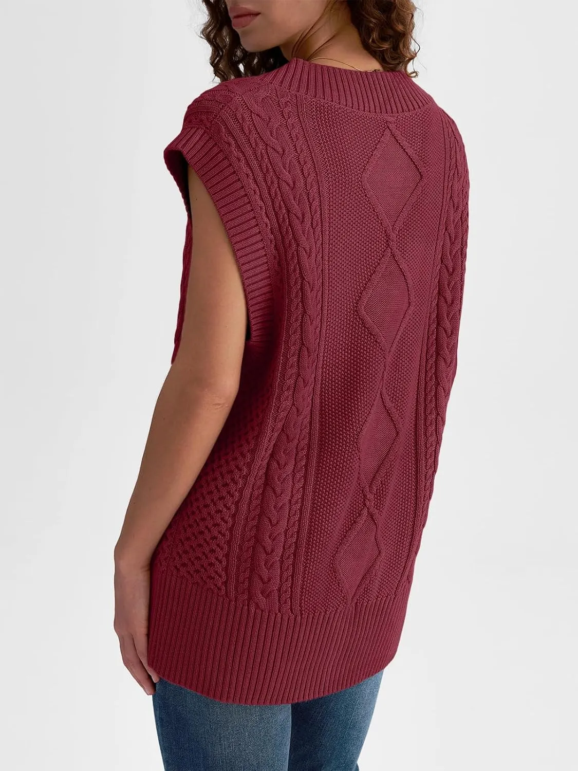 LILLUSORY Sweater Vest Women Trendy Cable Knit Cap Sleeve Tops 2025 V Neck Cotton Oversized Business Casual Outfits