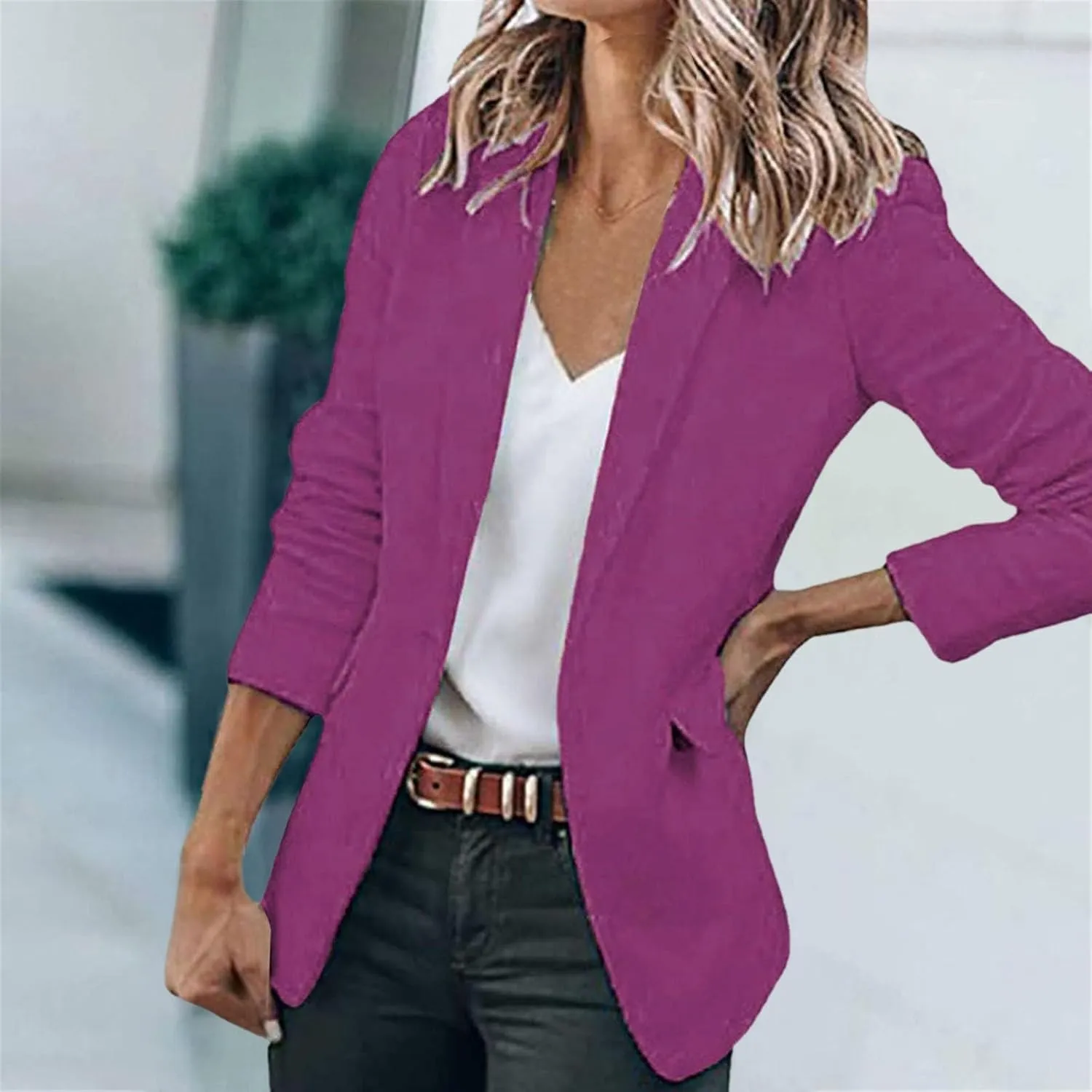 Linen Blazers for Women 2024 Office Women's Cardigan Long Sleeve Cute Fashion Blazer Soft With Pockets Coat
