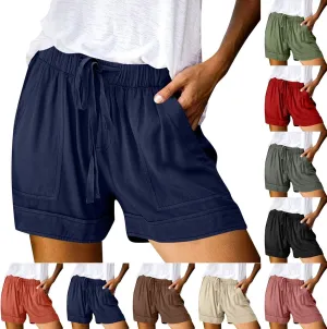 Linen Shorts for Women Drawstring Elastic Waist Short with Pocket 2024 Summer Casual Vacation Beach Pants