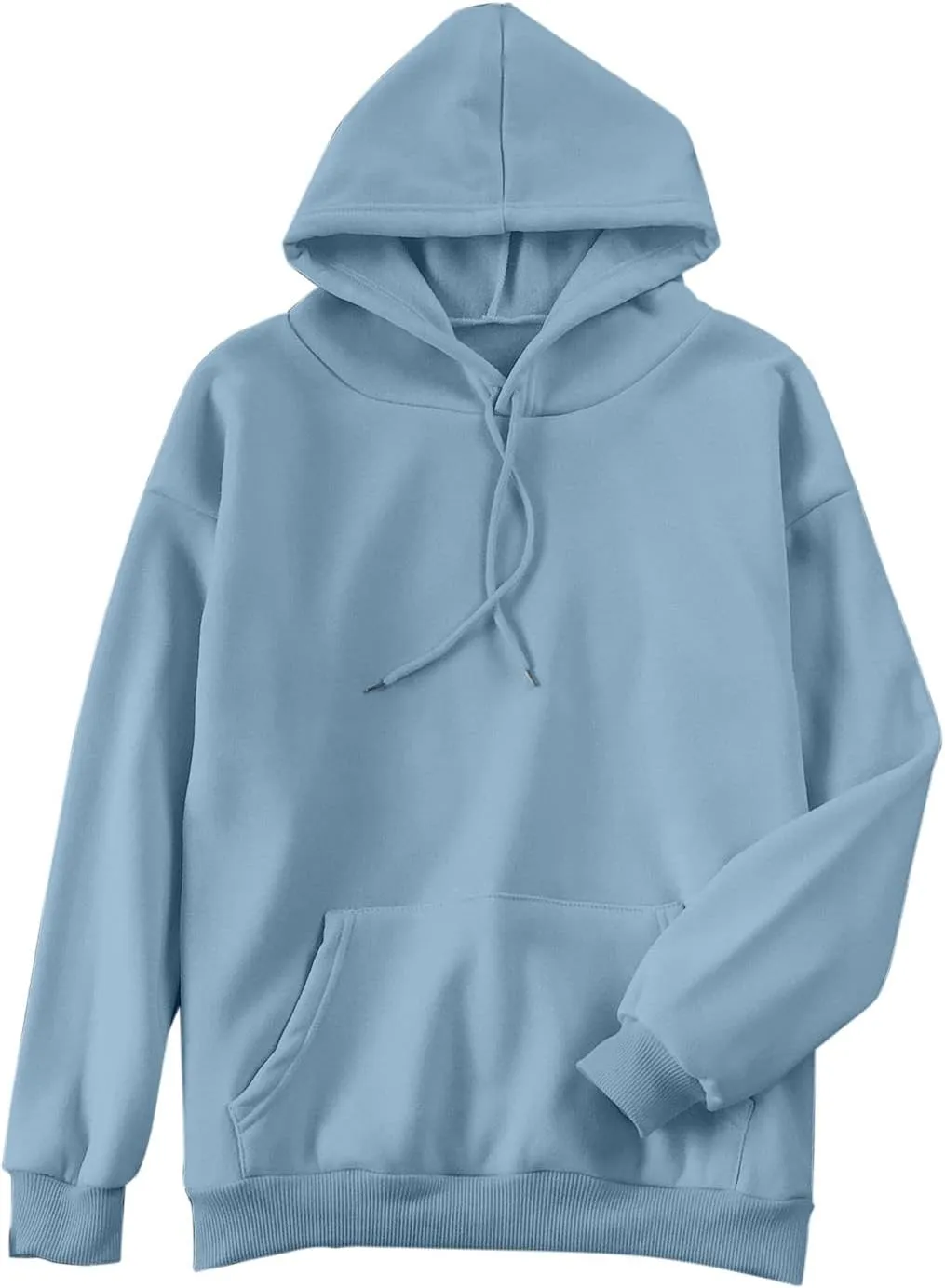 Long Sleeve Simple Hoodies for Women Slouchy Fit Casual Hooded Sweatshirt Fall Comfy Drawstring Tops with Pockets