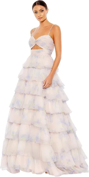 LVNES Floral Chiffon Tiered Bridesmaid GownGown Ruffle Birthday Dress Weddings Guest Prom Formal Events Dress