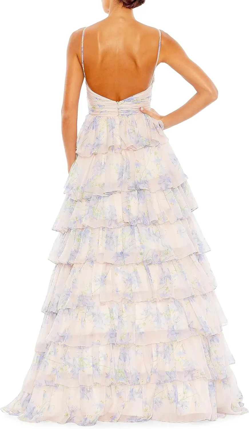 LVNES Floral Chiffon Tiered Bridesmaid GownGown Ruffle Birthday Dress Weddings Guest Prom Formal Events Dress