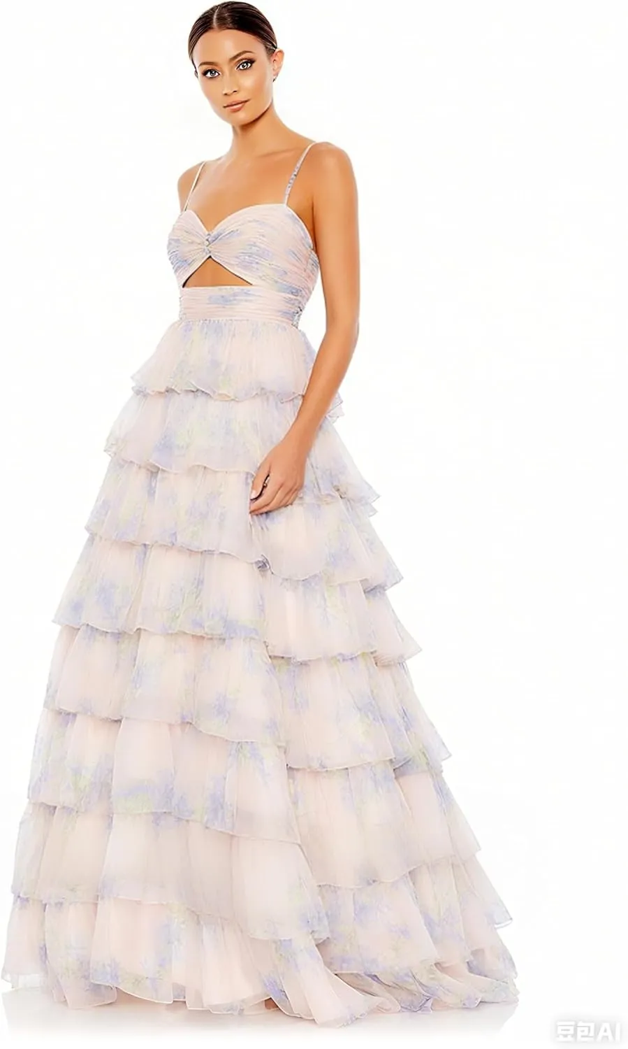 LVNES Floral Chiffon Tiered Bridesmaid GownGown Ruffle Birthday Dress Weddings Guest Prom Formal Events Dress