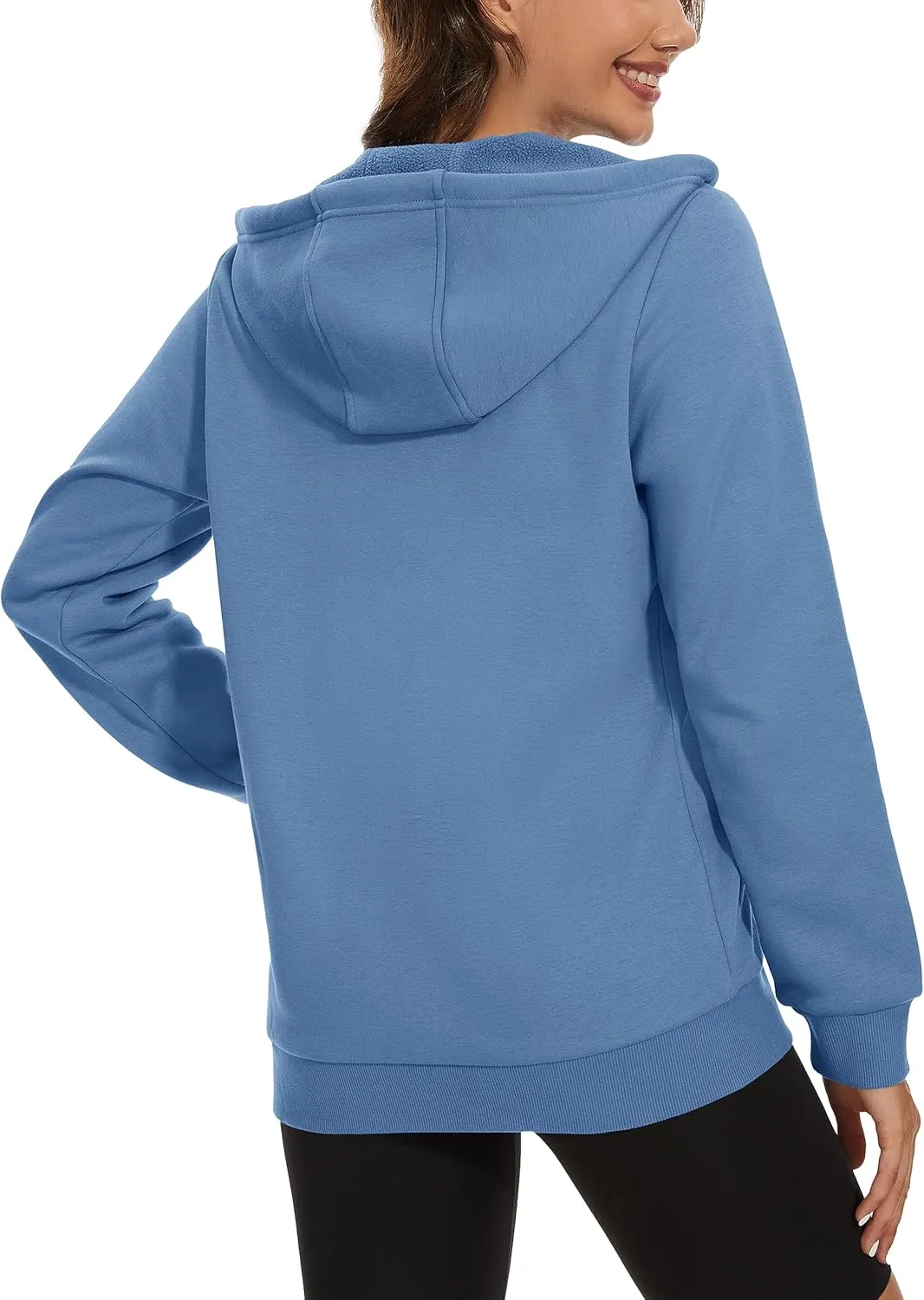 MAGCOMSEN Women's Fleece Lined Zip Up Hoodies Casual Hooded Jacket Workout Full Zip Sweatshirts Pocket Coats