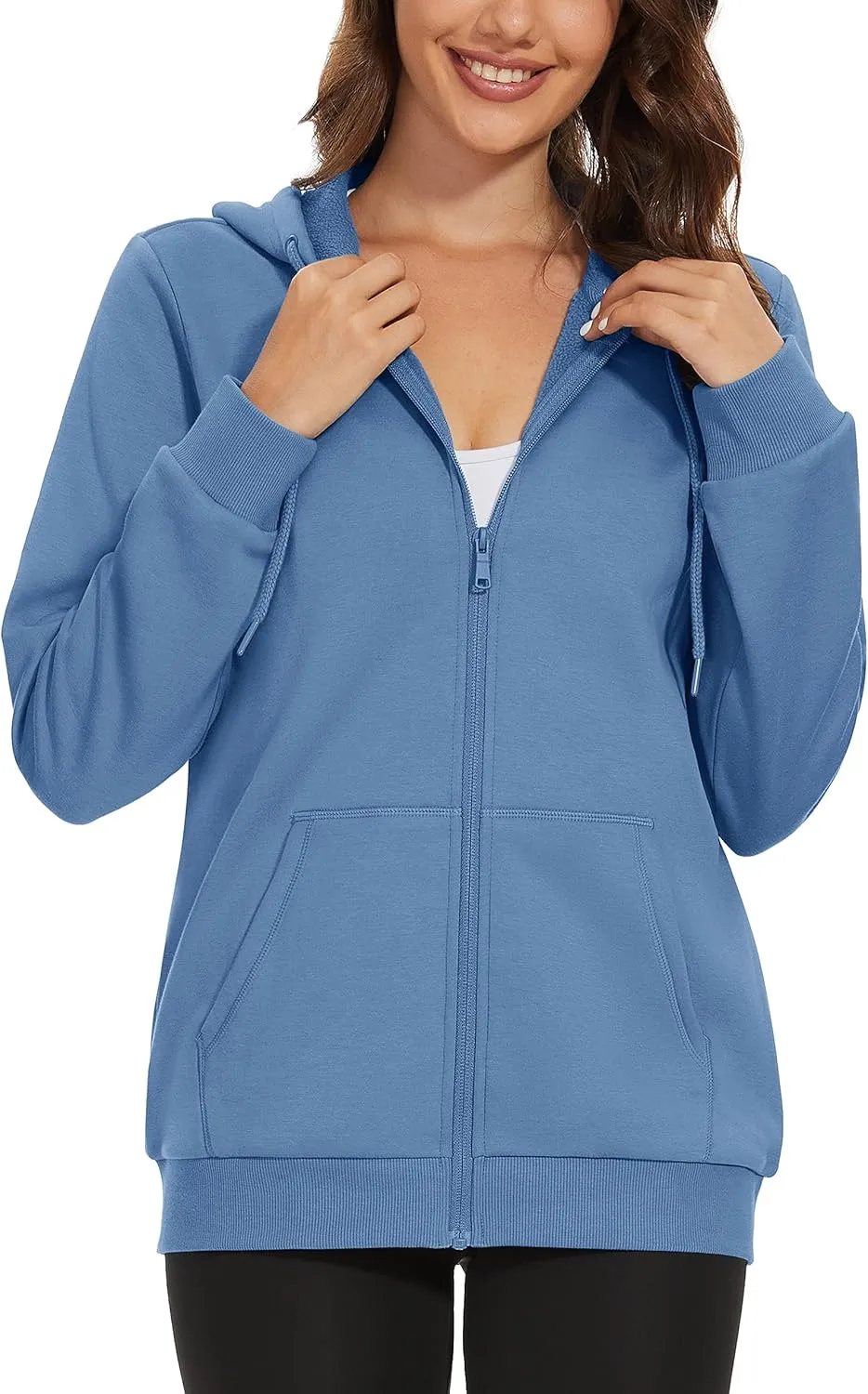 MAGCOMSEN Women's Fleece Lined Zip Up Hoodies Casual Hooded Jacket Workout Full Zip Sweatshirts Pocket Coats