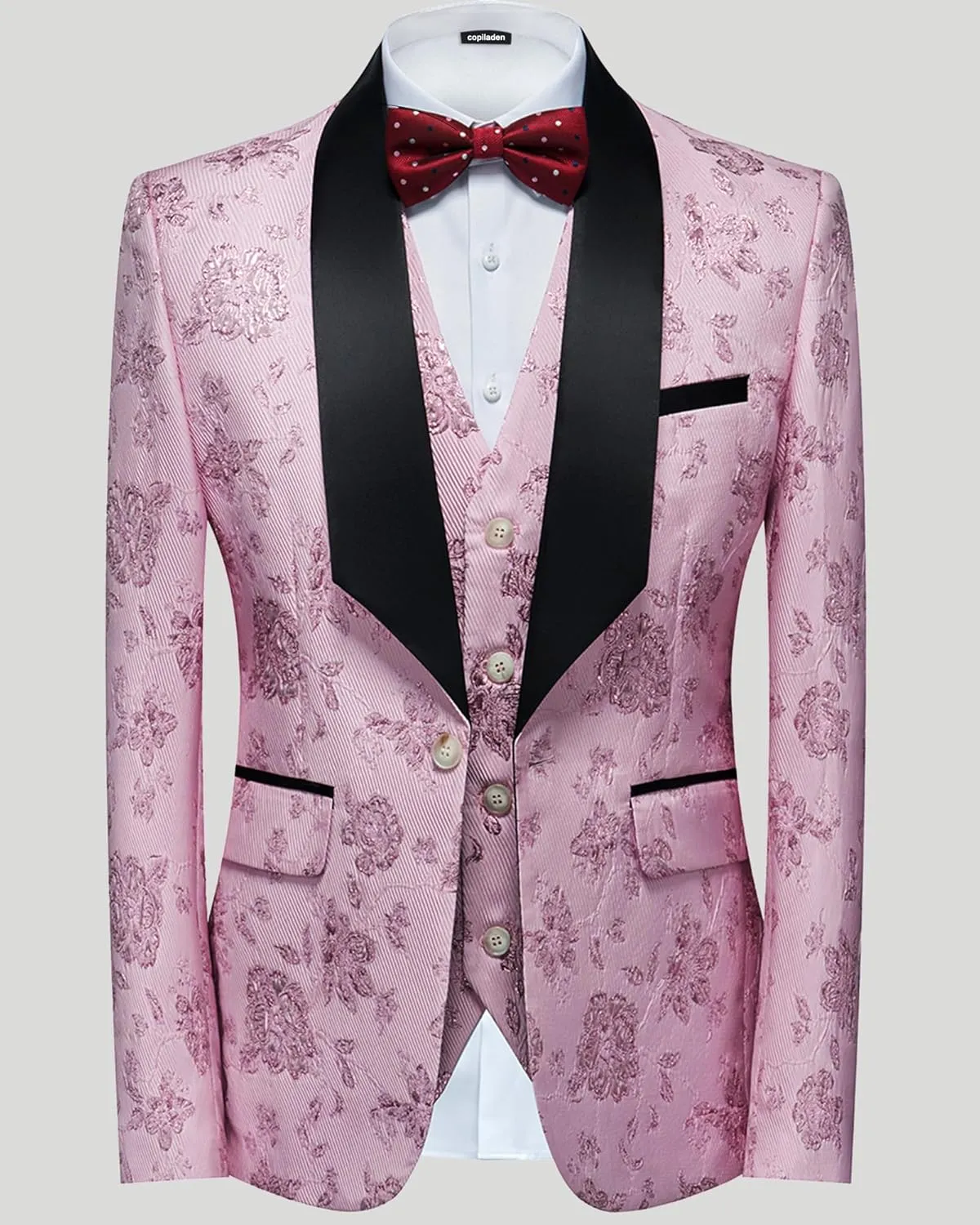 Men Suit 3 Piece Slim Fit Tuxedo for Men Paisley Suit Tux Shawl Lapel One Button Blazer Waistcoat Pant Set for Prom