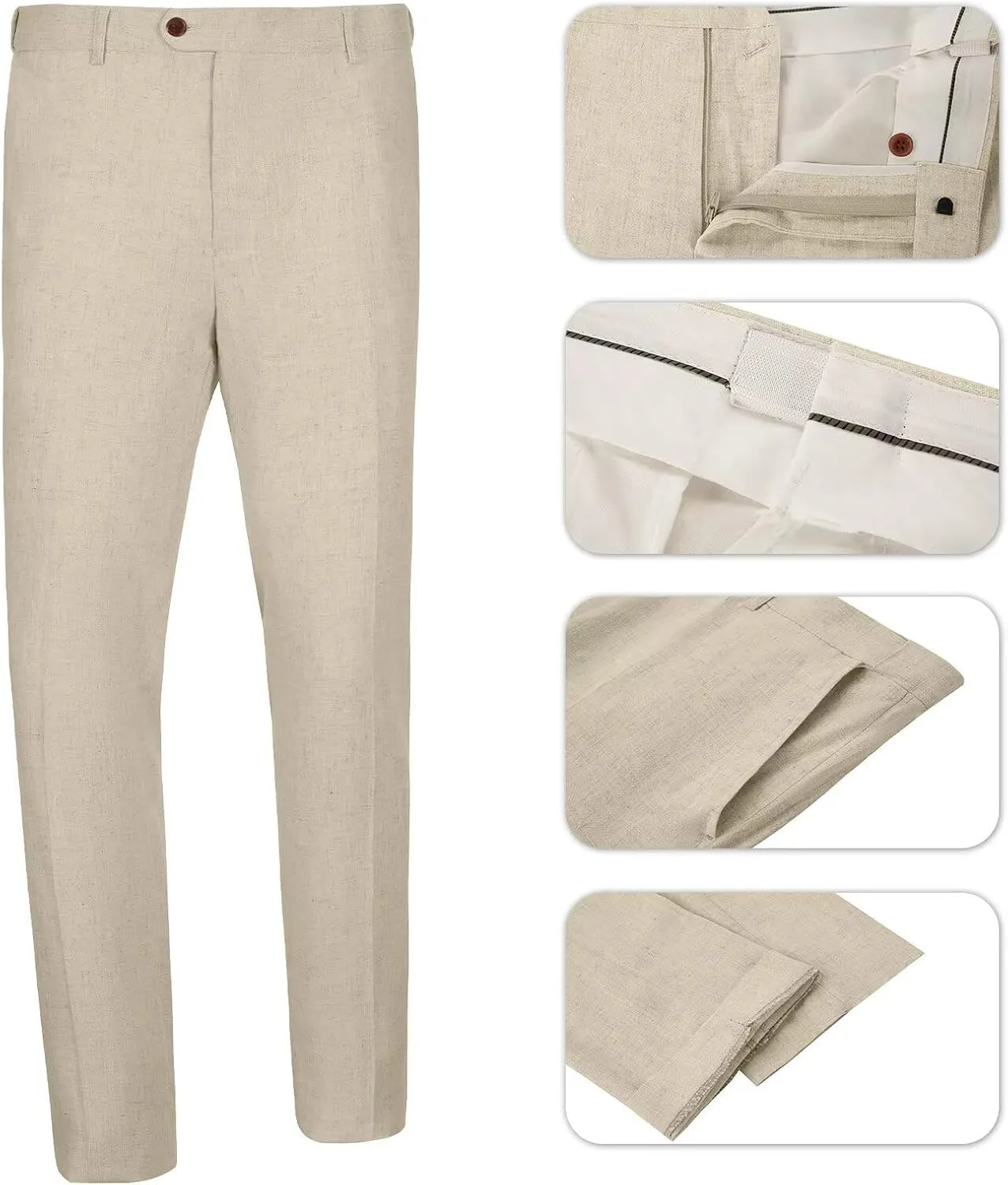 Men Suits Linen Beach Wedding Suits 3 Piece Groomsmen Attire Linen Blazer Vest Pant Prom Tuxedo
