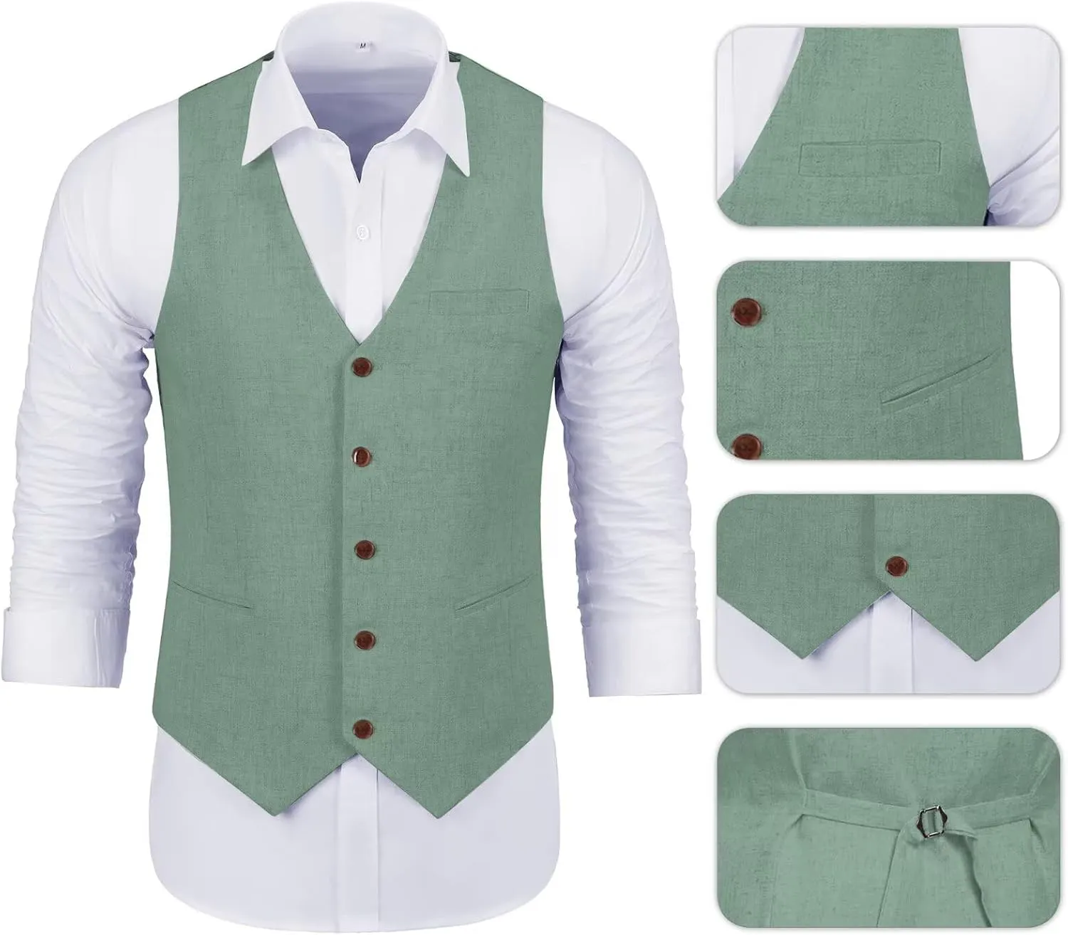 Men Suits Linen Beach Wedding Suits 3 Piece Groomsmen Attire Linen Blazer Vest Pant Prom Tuxedo
