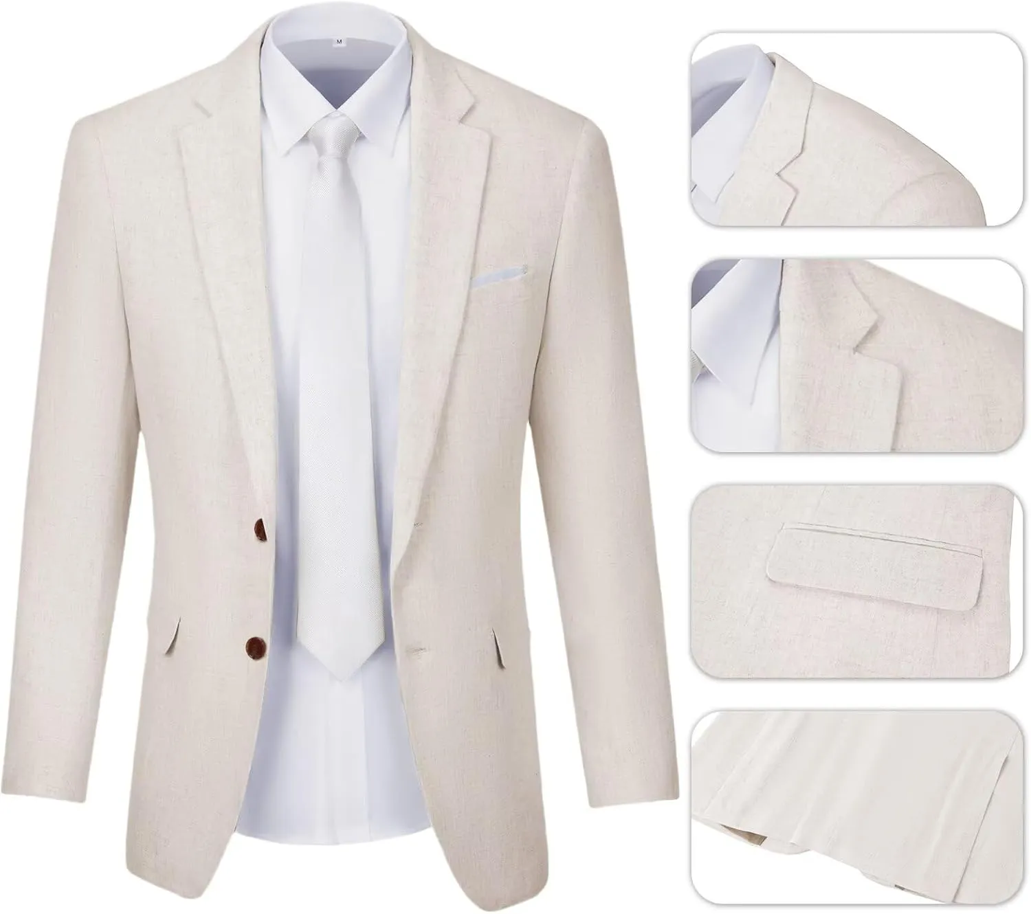 Men Suits Linen Beach Wedding Suits 3 Piece Groomsmen Attire Linen Blazer Vest Pant Prom Tuxedo