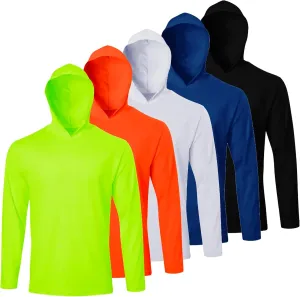 Men UPF 50  Sun Protection Hoodie Long Sleeve T Shirts Pack Quick Dry Shirt for Athletic Running Activewear Workout