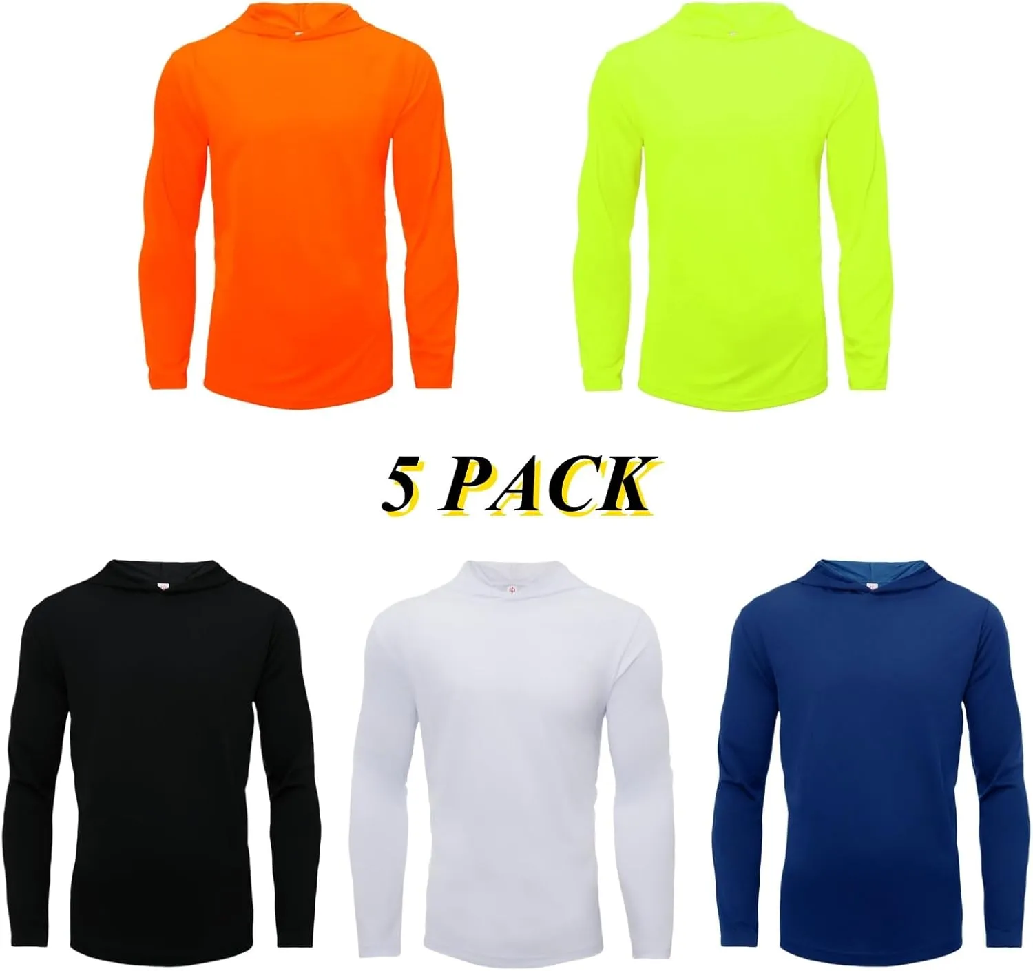 Men UPF 50  Sun Protection Hoodie Long Sleeve T Shirts Pack Quick Dry Shirt for Athletic Running Activewear Workout