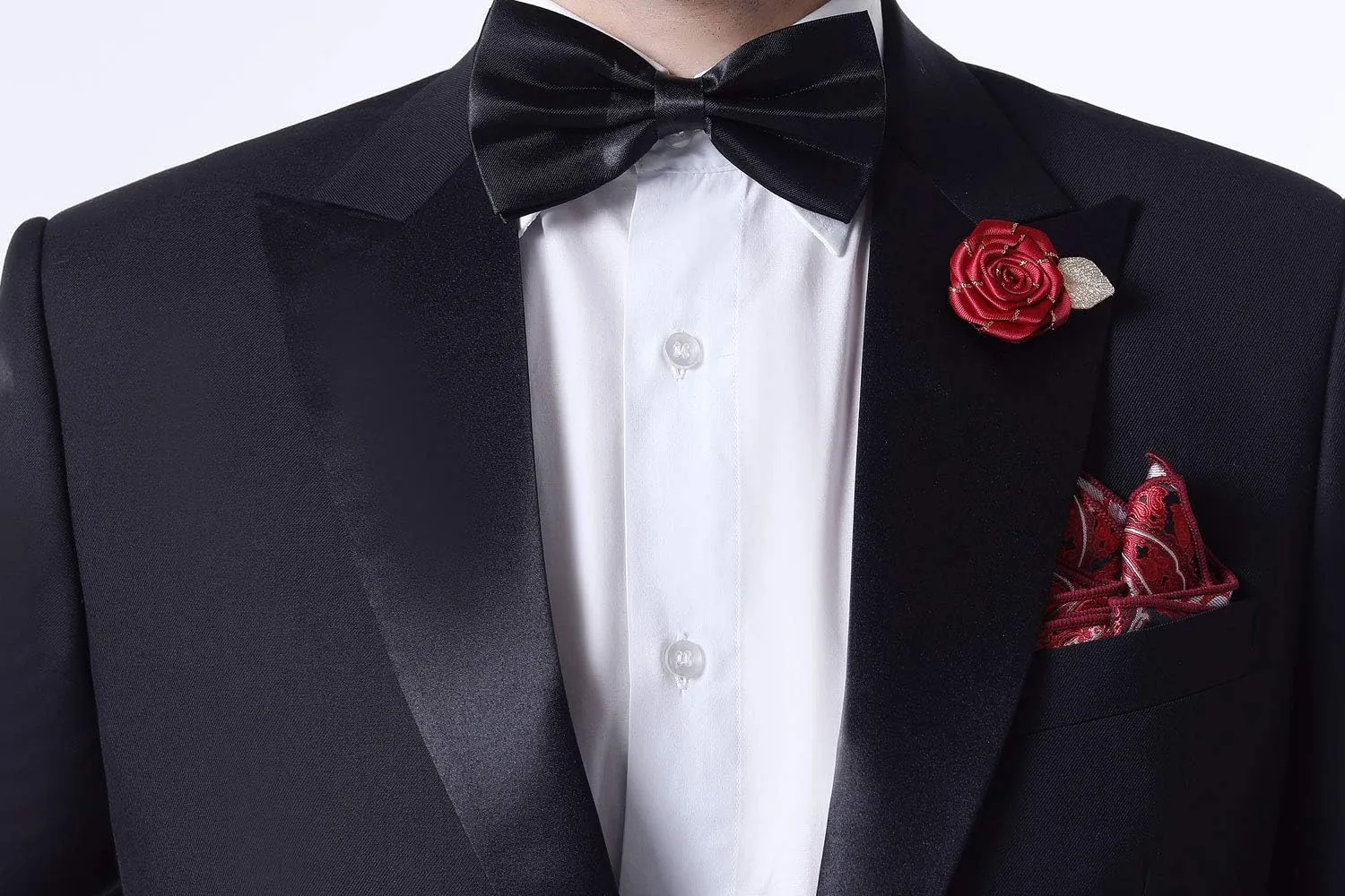 Men's 3 PC Red Notch Lapel Wedding Suits Slim Fit Groom Tuxedos Prom Suits Casual Suit