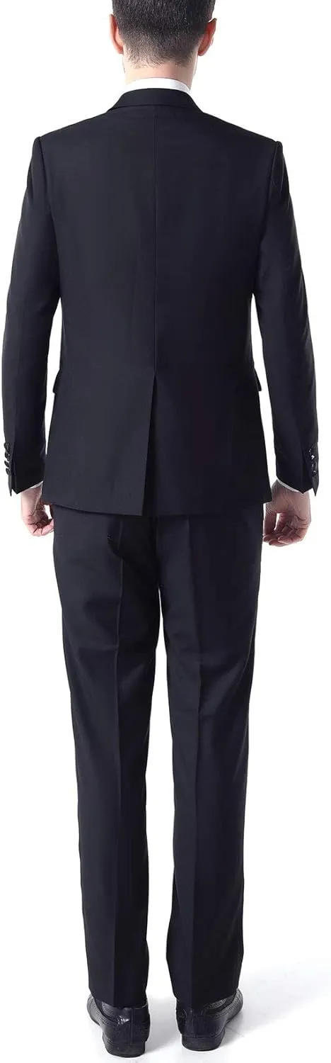 Men's 3 PC Red Notch Lapel Wedding Suits Slim Fit Groom Tuxedos Prom Suits Casual Suit