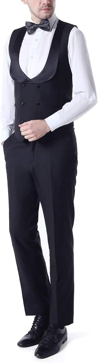 Men's 3 PC Red Notch Lapel Wedding Suits Slim Fit Groom Tuxedos Prom Suits Casual Suit