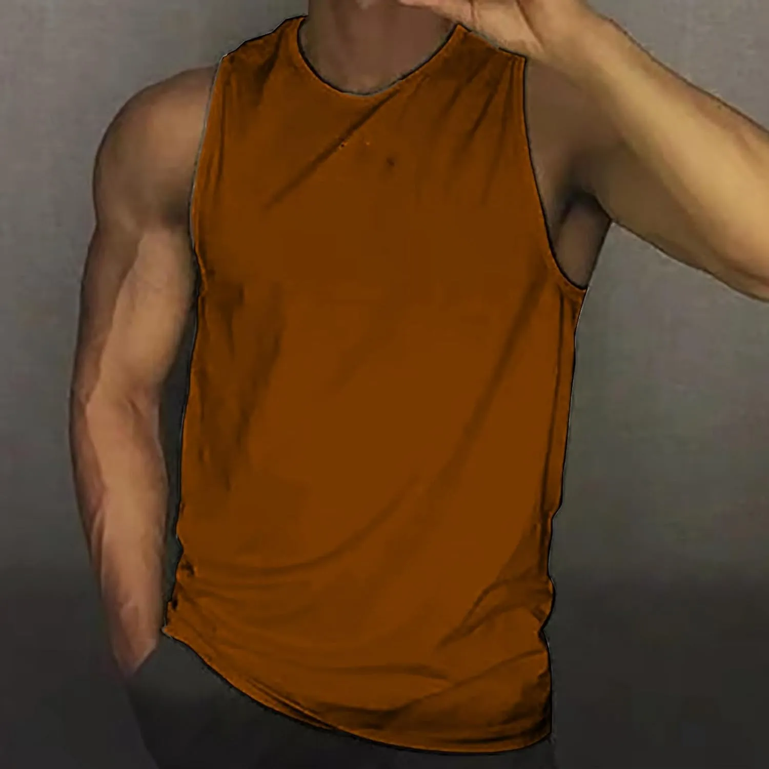 Men's Beach Tank Tops Sleeveless 2025 Solid Athletic Shirt Summer Basics Plus Size Tank Shirts Vacation Undershirts