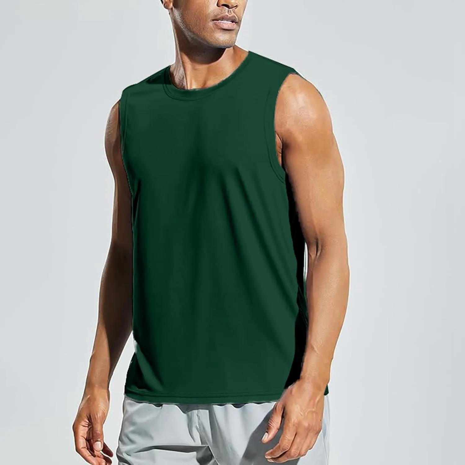 Men's Beach Tank Tops Sleeveless 2025 Solid Athletic Shirt Summer Basics Plus Size Tank Shirts Vacation Undershirts