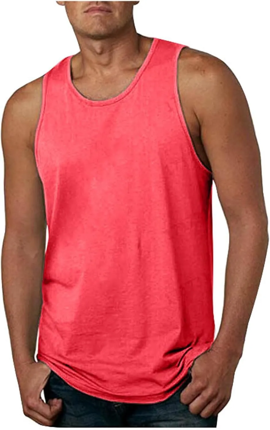 Men's Beach Tank Tops Sleeveless 2025 Solid Athletic Shirt Summer Basics Plus Size Tank Shirts Vacation Undershirts