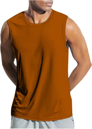Men's Beach Tank Tops Sleeveless 2025 Solid Athletic Shirt Summer Basics Plus Size Tank Shirts Vacation Undershirts