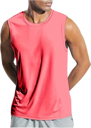 Men's Beach Tank Tops Sleeveless 2025 Solid Athletic Shirt Summer Basics Plus Size Tank Shirts Vacation Undershirts