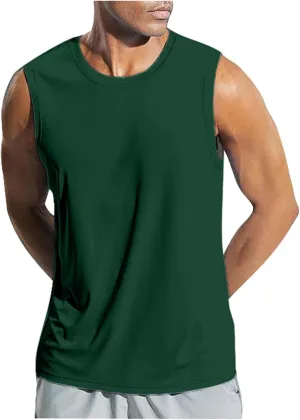 Men's Beach Tank Tops Sleeveless 2025 Solid Athletic Shirt Summer Basics Plus Size Tank Shirts Vacation Undershirts