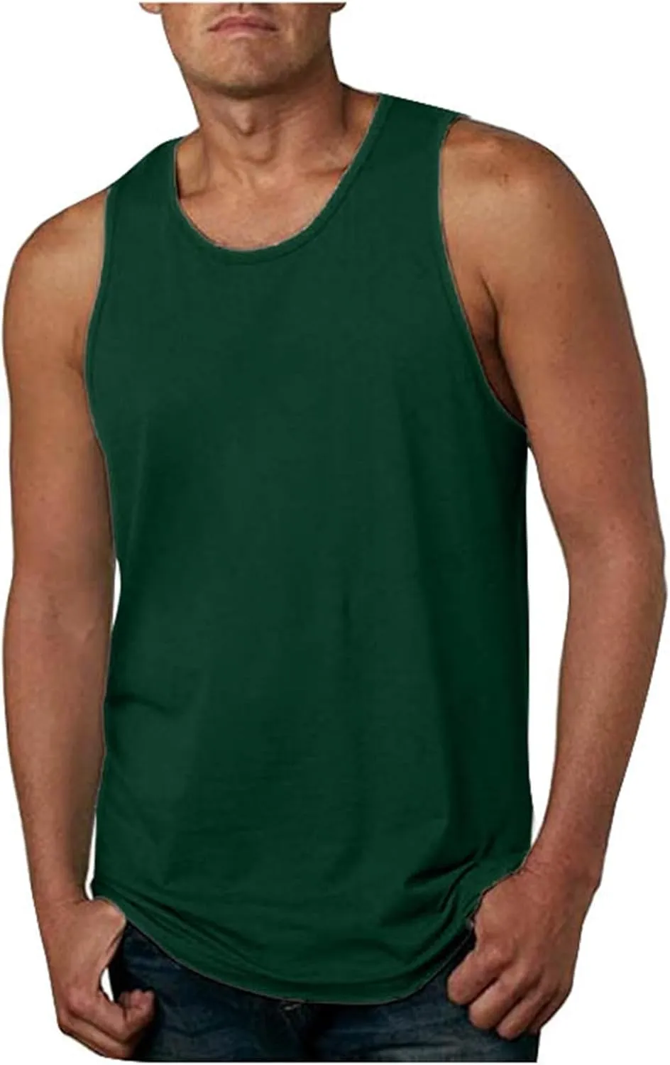 Men's Beach Tank Tops Sleeveless 2025 Solid Athletic Shirt Summer Basics Plus Size Tank Shirts Vacation Undershirts