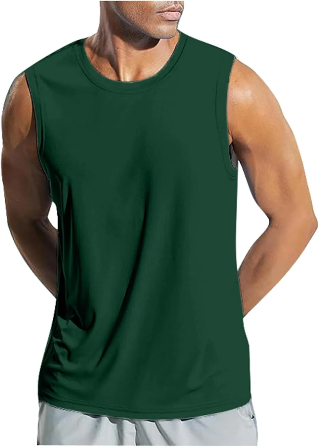 Men's Beach Tank Tops Sleeveless 2025 Solid Athletic Shirt Summer Basics Plus Size Tank Shirts Vacation Undershirts