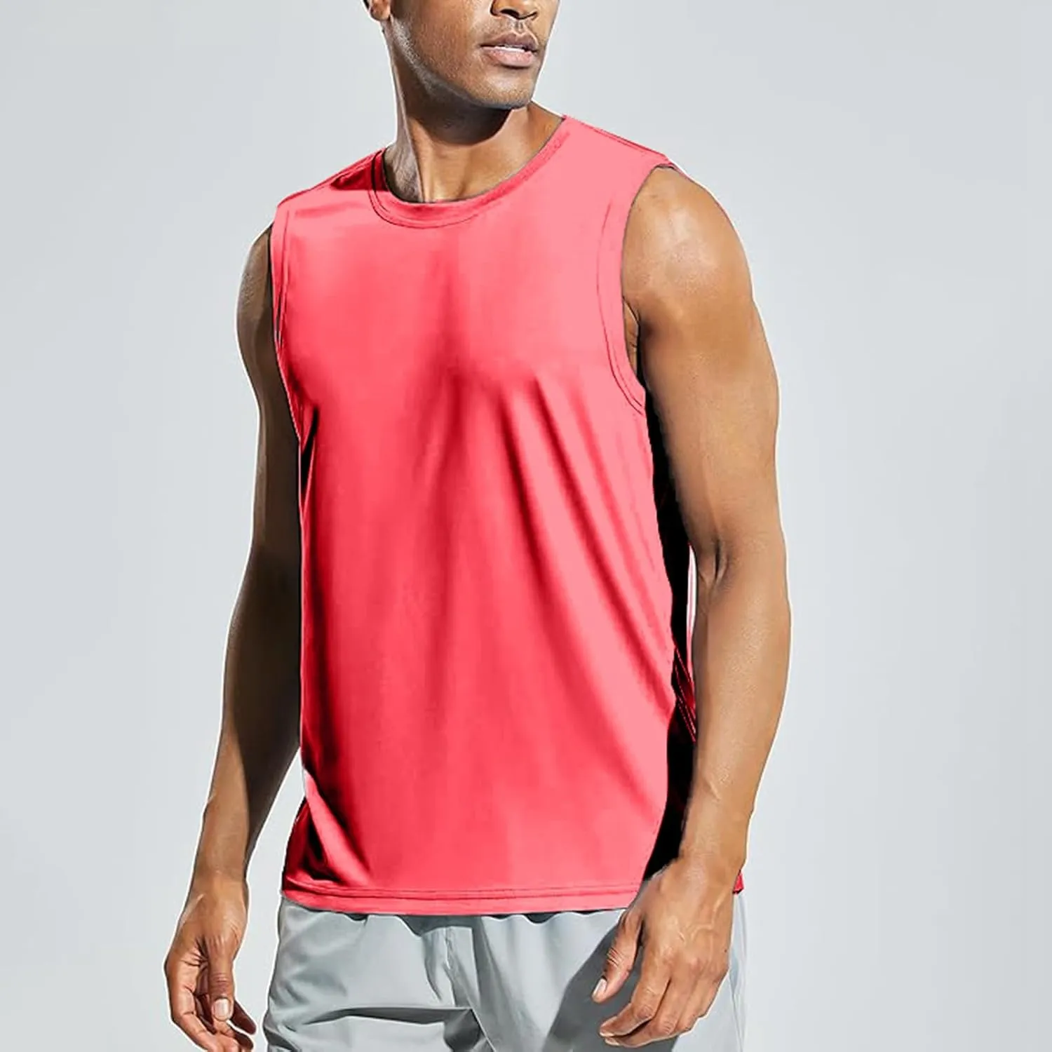 Men's Beach Tank Tops Sleeveless 2025 Solid Athletic Shirt Summer Basics Plus Size Tank Shirts Vacation Undershirts