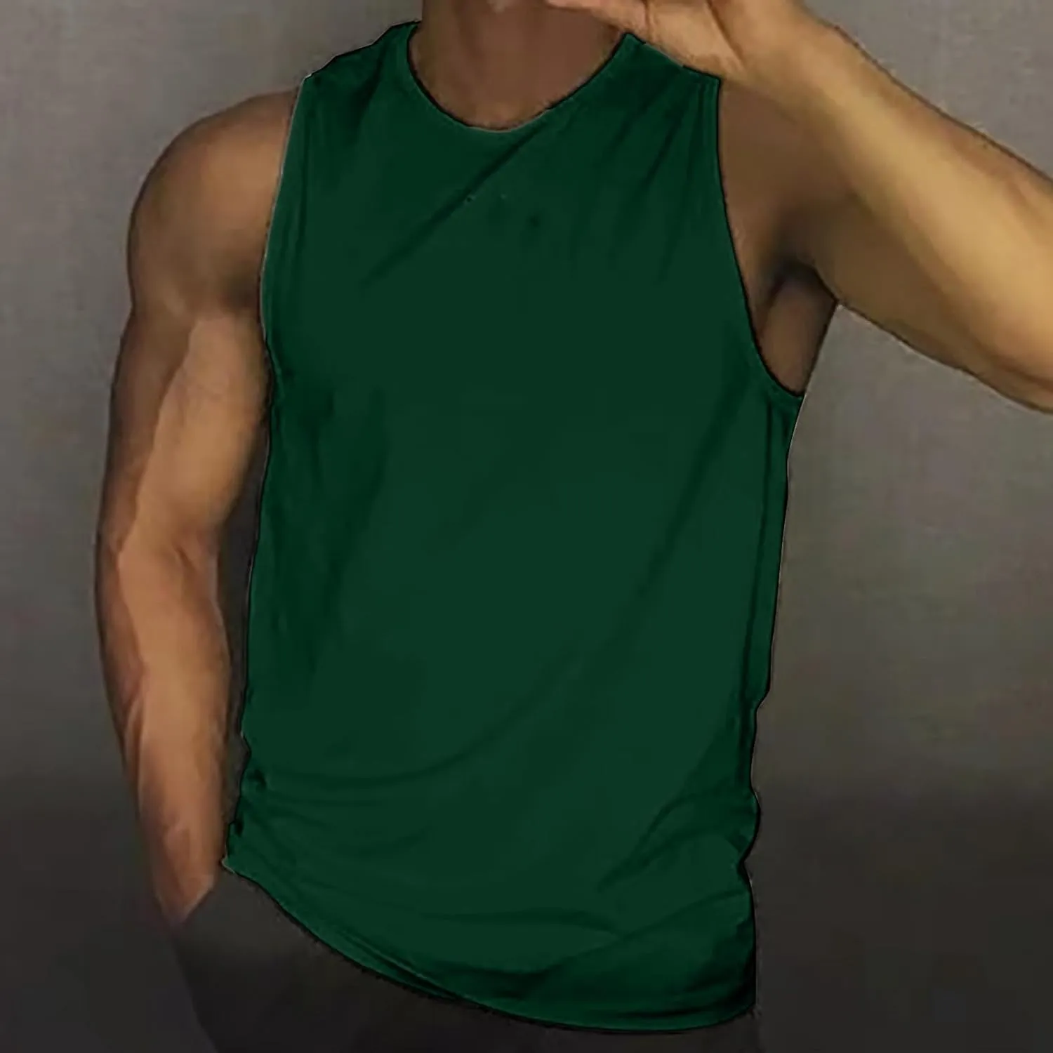 Men's Beach Tank Tops Sleeveless 2025 Solid Athletic Shirt Summer Basics Plus Size Tank Shirts Vacation Undershirts
