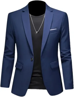 Men's Boutique Fashion Suits Men's Slim Fit Dating Wedding Blazers Business Office Suits Casual Solid Color Blazers