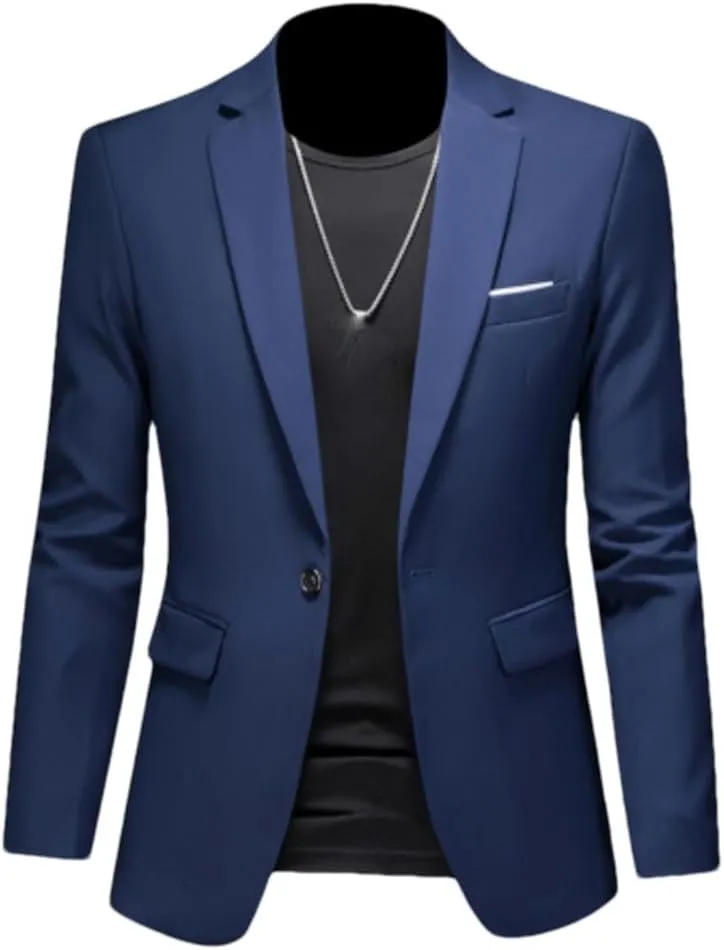 Men's Boutique Fashion Suits Men's Slim Fit Dating Wedding Blazers Business Office Suits Casual Solid Color Blazers