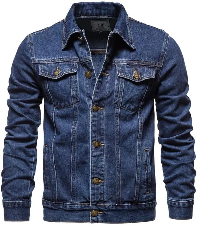 Mens Denim Trucker Jackets Long Sleeve Button Down Jackets Distressed Jean Jackets Trucker Jacket Fall Coats