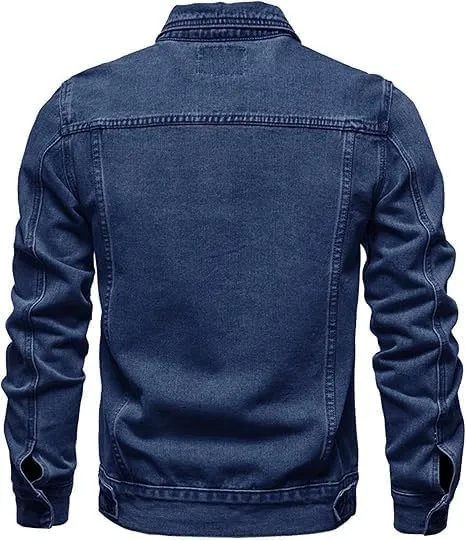 Mens Denim Trucker Jackets Long Sleeve Button Down Jackets Distressed Jean Jackets Trucker Jacket Fall Coats