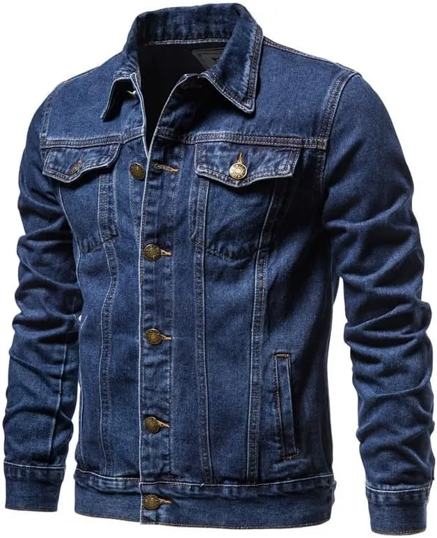 Mens Denim Trucker Jackets Long Sleeve Button Down Jackets Distressed Jean Jackets Trucker Jacket Fall Coats