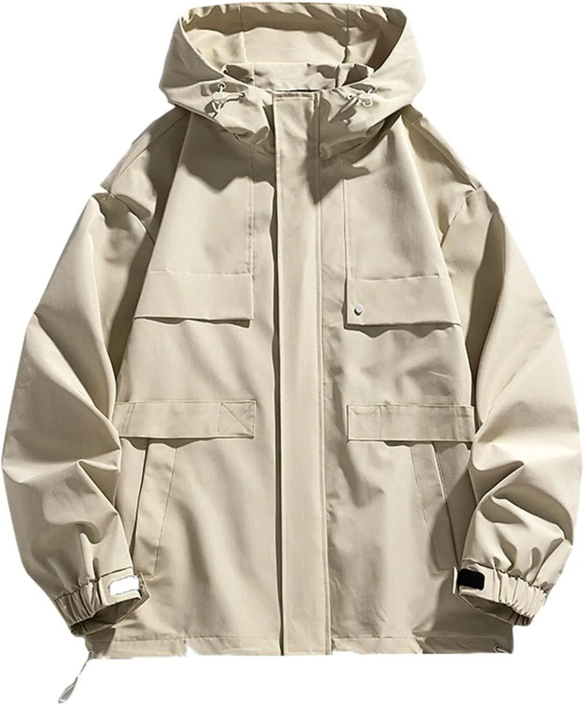 Men's Fashion Loose Coats Long Sleeve Hooded Jackets Autumn Winter Lightweight Tops Classic Basics Solid Color Tops