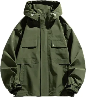 Men's Fashion Loose Coats Long Sleeve Hooded Jackets Autumn Winter Lightweight Tops Classic Basics Solid Color Tops