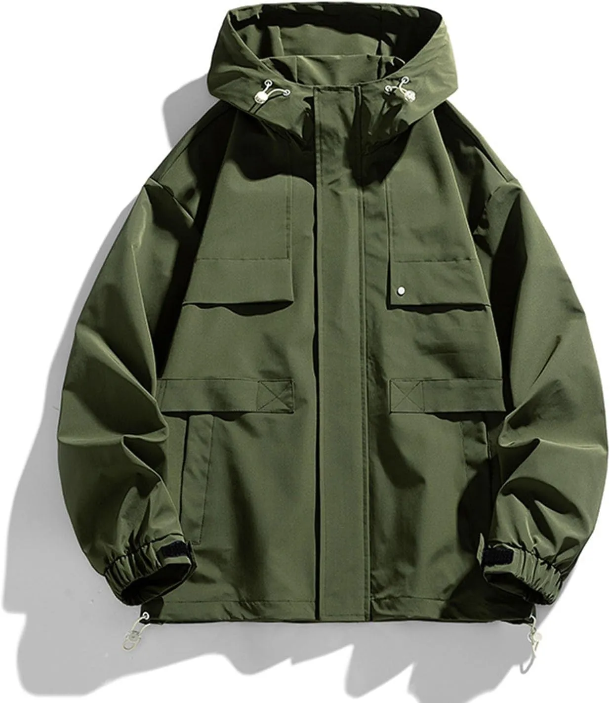 Men's Fashion Loose Coats Long Sleeve Hooded Jackets Autumn Winter Lightweight Tops Classic Basics Solid Color Tops